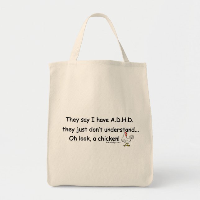 Bolso De Tela Humor del pollo de ADHD (Frente)
