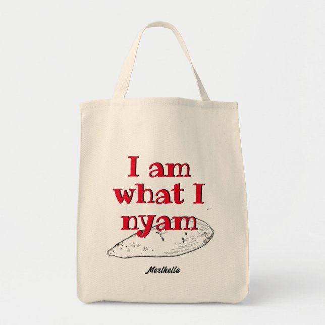 Bolso De Tela Humor patois SOY LO QUE NYAM Sano comiendo (Frente)