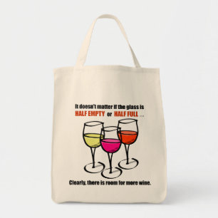 Bolso De Tela Humor semivacío de cristal del vino