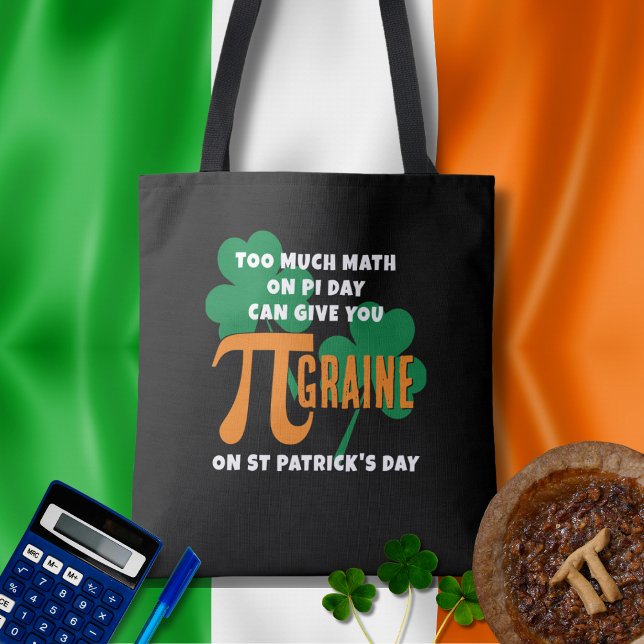 Bolso De Tela Humor St Patrick's Day Pi Day Math (Fun St Patrick's Day and Pi Day design with customizable text.)
