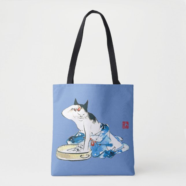 Bolso De Tela Humorístico baño de gato japonés (Anverso)