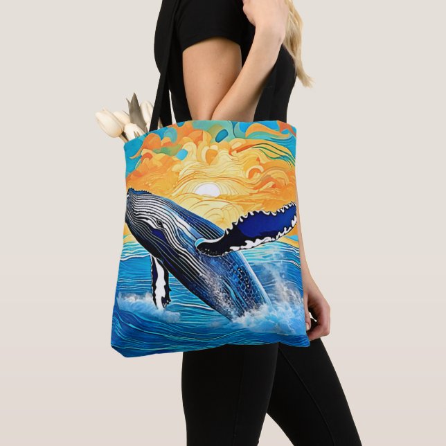 Bolso De Tela Humpback Sunset Leap Art (Detalle)