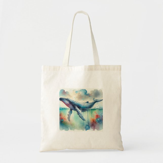 Bolso De Tela Humpback whale 220824AREF108 - Watercolor (Frente)