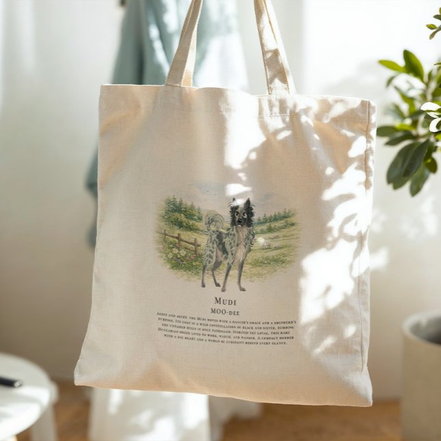 Bolso De Tela Hungarian Mudi | Watercolor Dog Breed Quote (Subido por el creador)