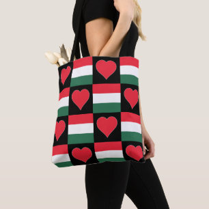 Bolso De Tela Húngaro Patrón de Corazón de Bandera Patriótico Hú