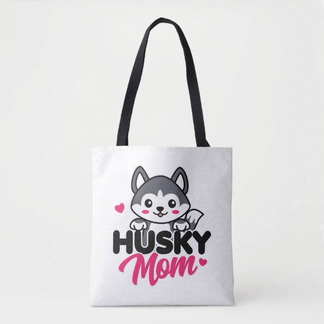Bolso De Tela Husky Dog Mom Cute Kawaii Design (Anverso)