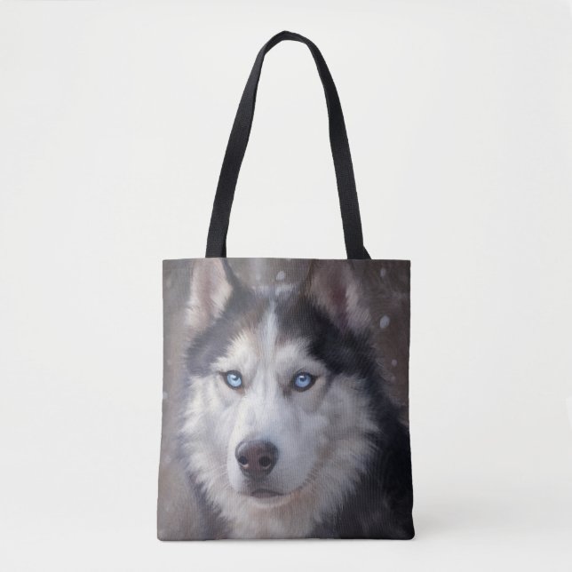 Bolso De Tela Husky Siberian (Anverso)