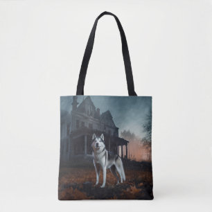 Bolso De Tela Husky Siberiano de Halloween Espantoso