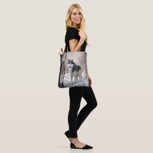 Bolso De Tela Husky Siberiano Deja que nieve Navidad