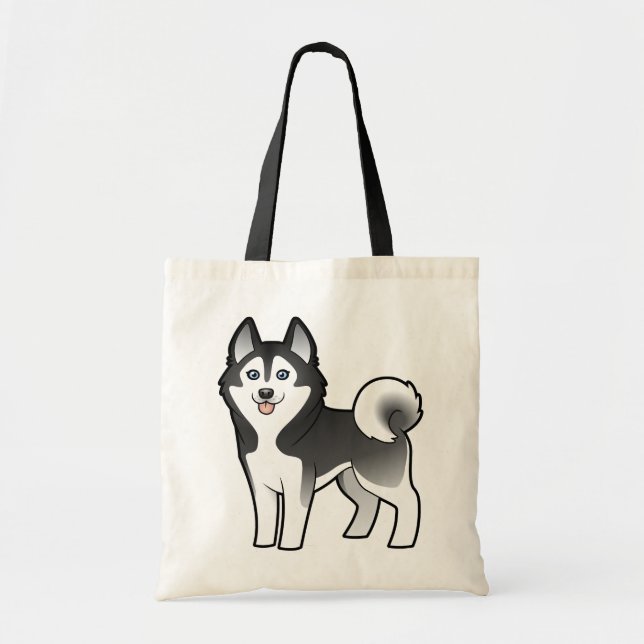 Bolso De Tela Husky siberiano del dibujo animado/Malamute de (Frente)