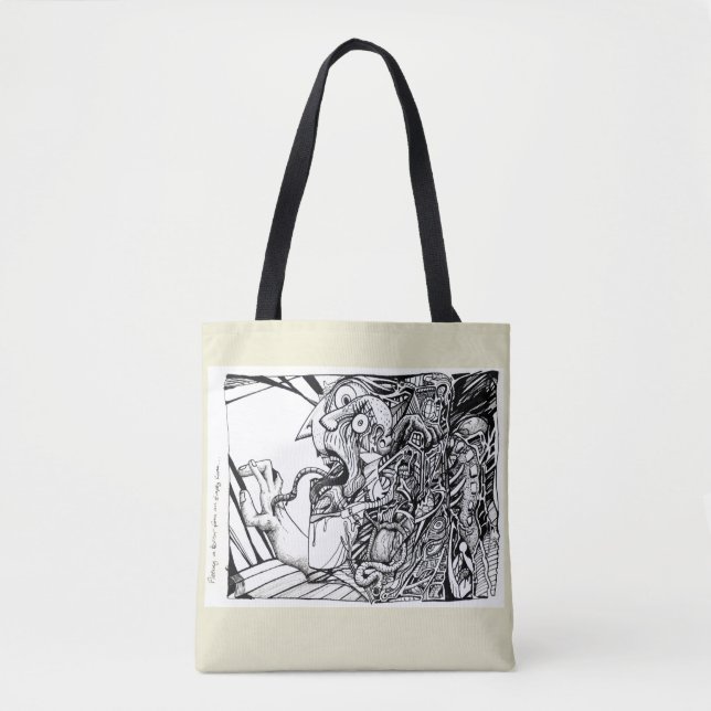 Bolso De Tela Huyendo de terror de una habitación vacía... (Anverso)