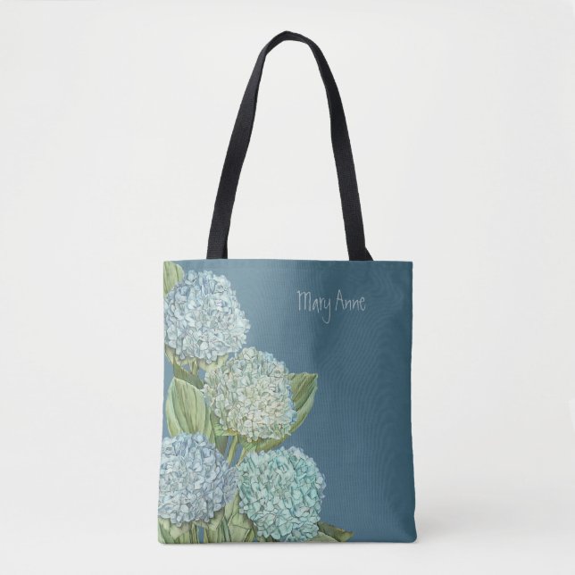 Bolso De Tela Hydrangea azul (Anverso)