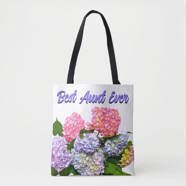 Bolso De Tela Hydrangea Bouquet mejor tía de todos los tiempos (Anverso)