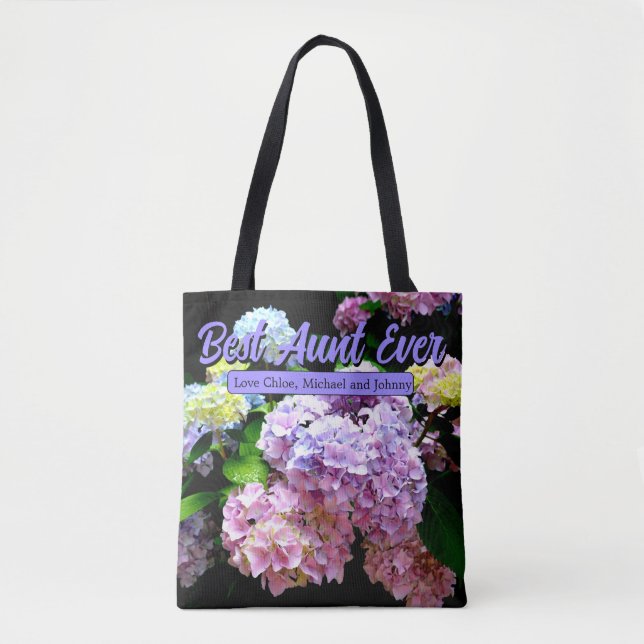Bolso De Tela Hydrangea garden rosa azul púrpura floral regalo d (Anverso)