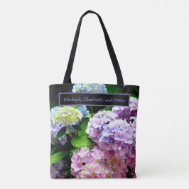 Bolso De Tela Hydrangea garden, rosa, azul, violeta floral