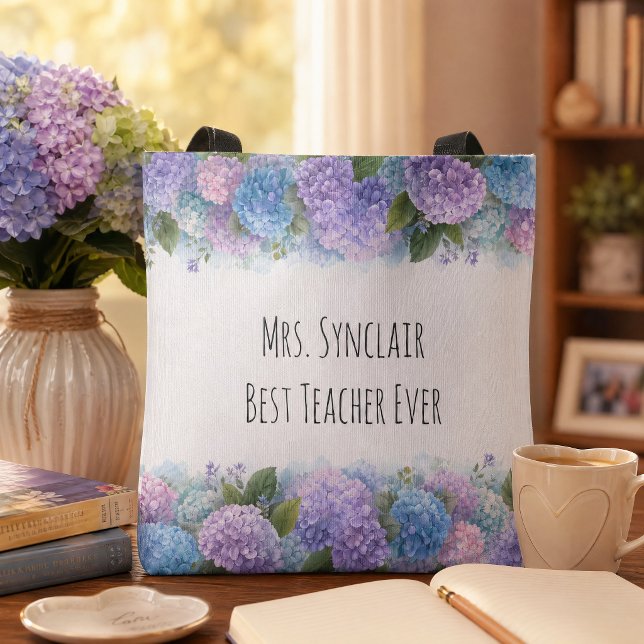 Bolso De Tela Hydrangea Personalizada Agradecimiento a la Maestr (Subido por el creador)