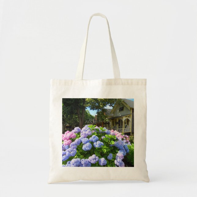 Bolso De Tela Hydrangeas azules y rosas - Viñedo de Martha (Frente)