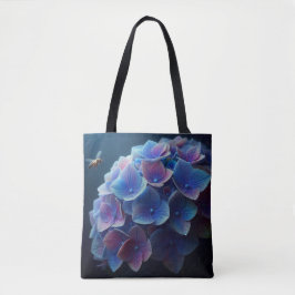 Bolso De Tela Hydrangeas Floral Púrpura y Azul