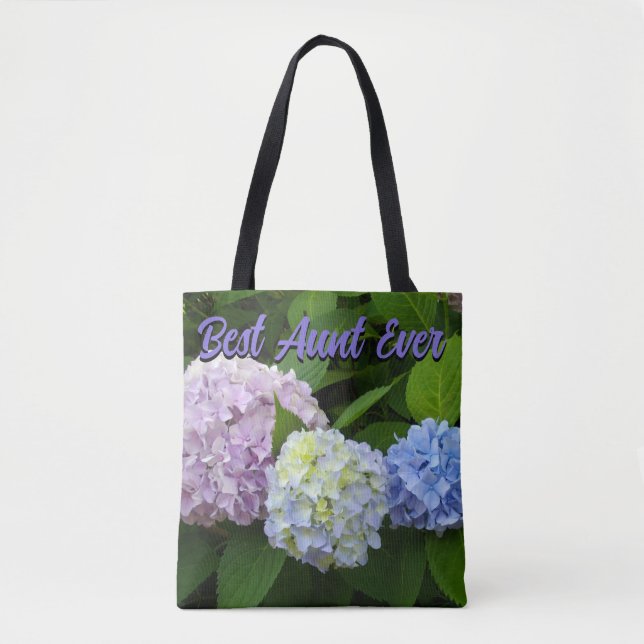 Bolso De Tela Hydrangeas, la mejor tía de la historia (Anverso)
