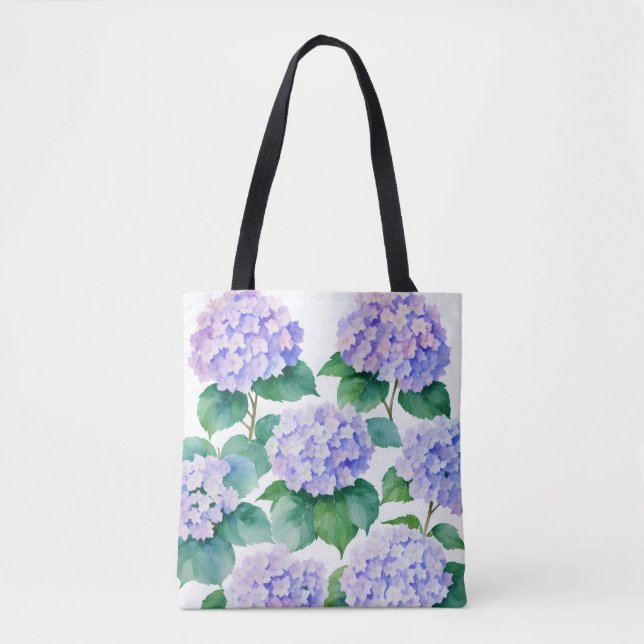 Bolso De Tela Hydrangeas Watercolor Arte Floral (Anverso)
