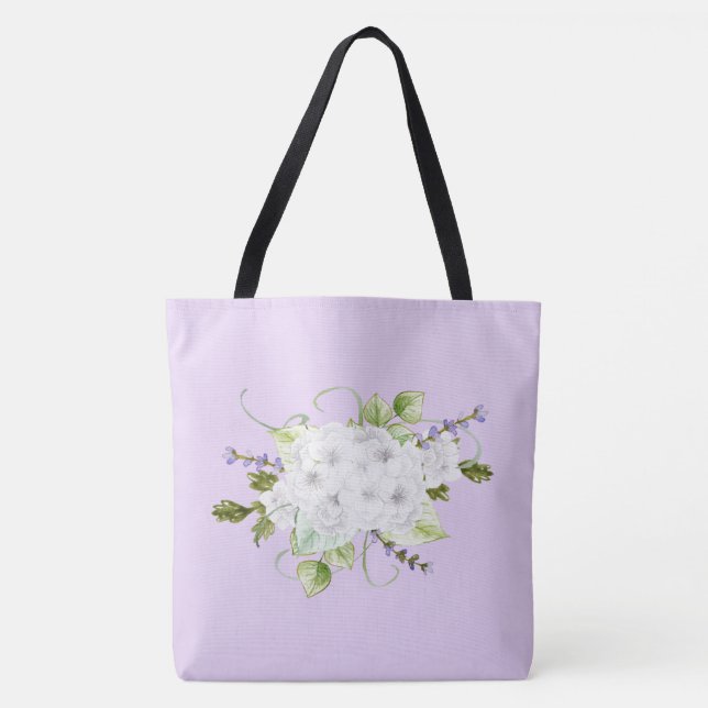 Bolso De Tela Hydrangeas y Lilacs (Anverso)