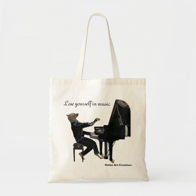 Bolso De Tela Hyena Piano Music Player Fantasy Art Budget Tote (Frente)
