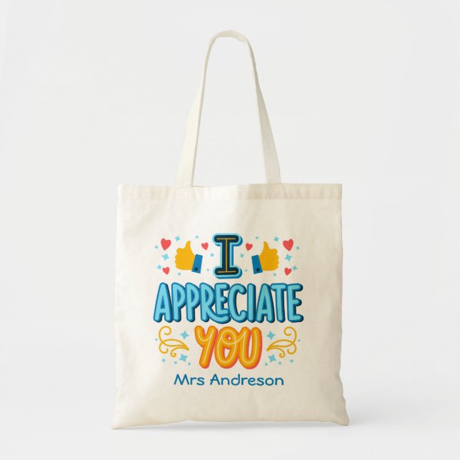 Bolso De Tela I appreciate you Modern Script Custom Name (Frente)