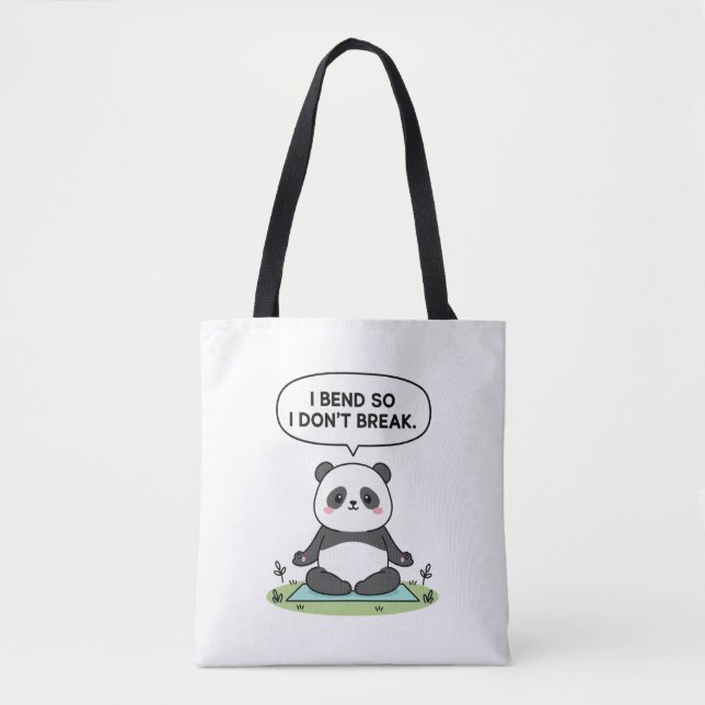 Bolso De Tela “I Bend So I Don’t Break” panda design (Anverso)