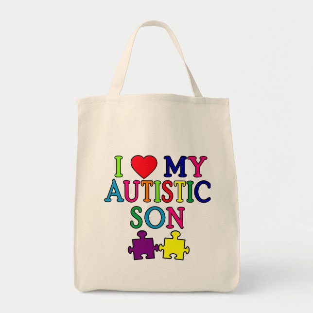 Bolso De Tela I corazón mi hijo autístico (Frente)