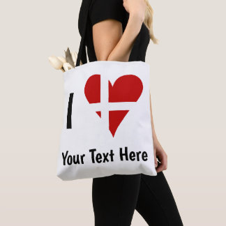 Bolso De Tela I (Funky Heart Shaped Danish Flag) Your Text