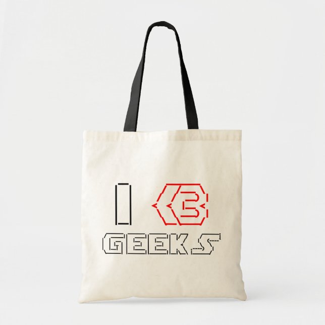 Bolso De Tela I Heart Geeks ASCII ART (Frente)