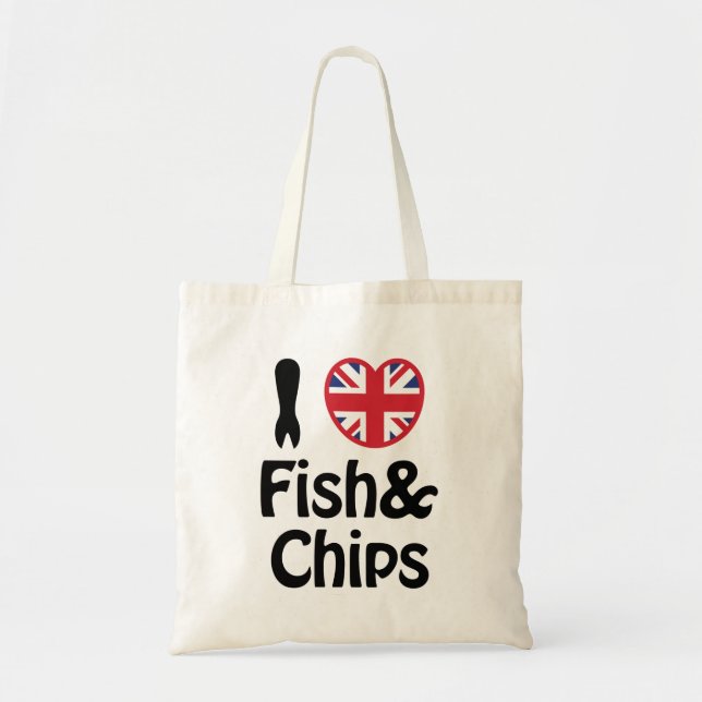 Bolso De Tela I Heart [Love] Fish & Chips (Frente)