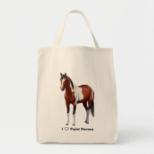 Bolso De Tela I Heart (Love) Paint Horses Bay Pinto