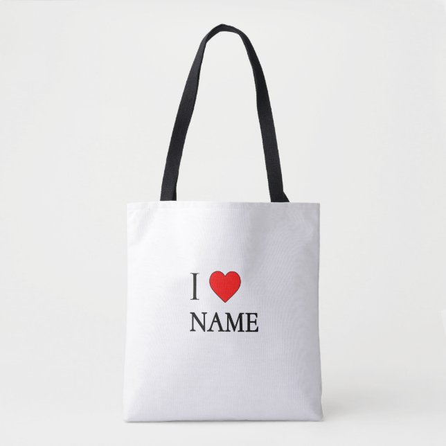 Bolso De Tela I heart Name (customisable)  (Anverso)