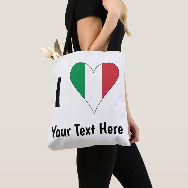 Bolso De Tela I (Italian Flag Heart Love) Your Text (Detalle)