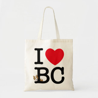 Bolso De Tela I love border collie! バッグ (レッド立ち耳)
