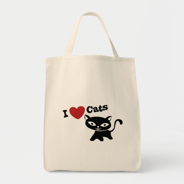 Bolso De Tela I Love Cat (Frente)