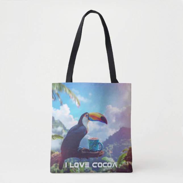 BOLSO DE TELA I LOVE COCOA - TOUCAN (Anverso)