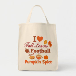 Bolso De Tela I Love Fall Leaves Football and Pumpkin Spice.