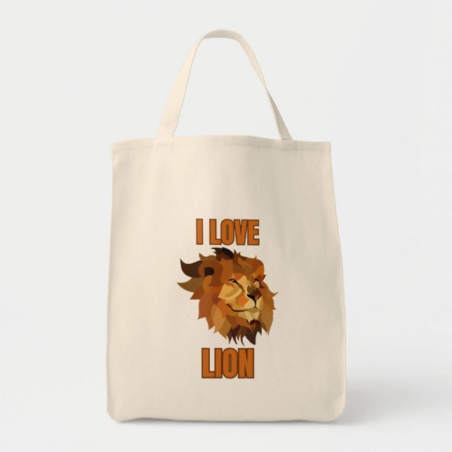 Bolso De Tela I Love Lion for Animal Lover and Wildlife Fan (Frente)