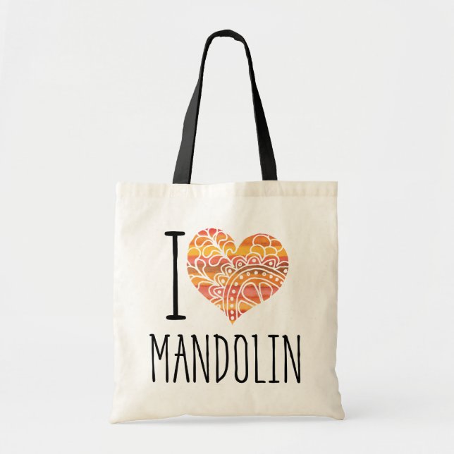Bolso De Tela I Love Mandolin Orange Mandala Heart (Frente)