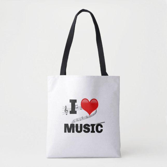 Bolso De Tela I Love Music, popular design (Anverso)