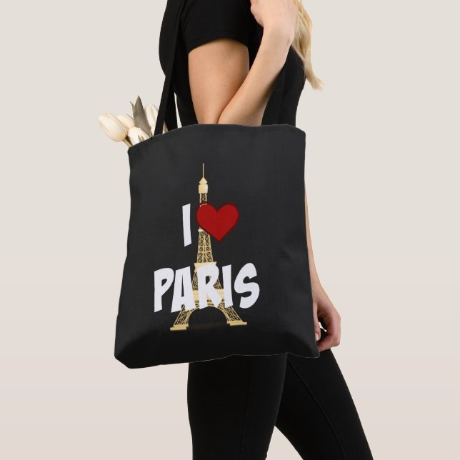Bolso De Tela I Love Paris, Eiffel Tower, (Detalle)