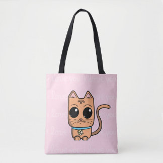 Bolso De Tela I Love You, Cute Caramel Cat Illustration Art Prin