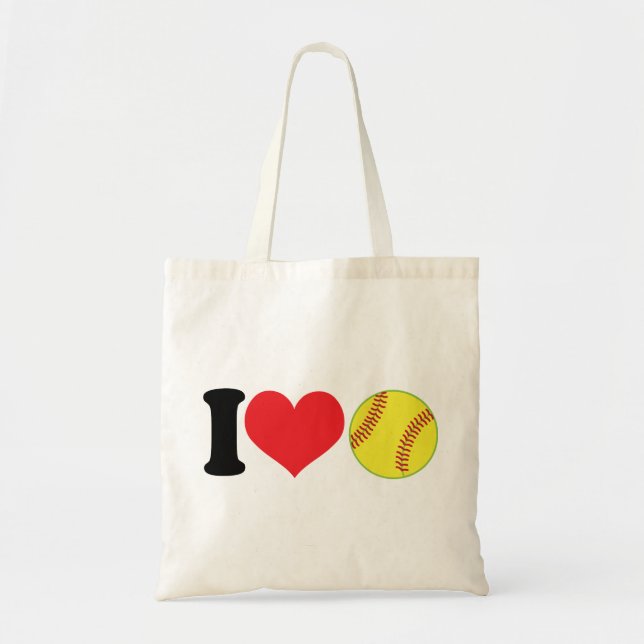 Bolso De Tela I softball del corazón (Frente)