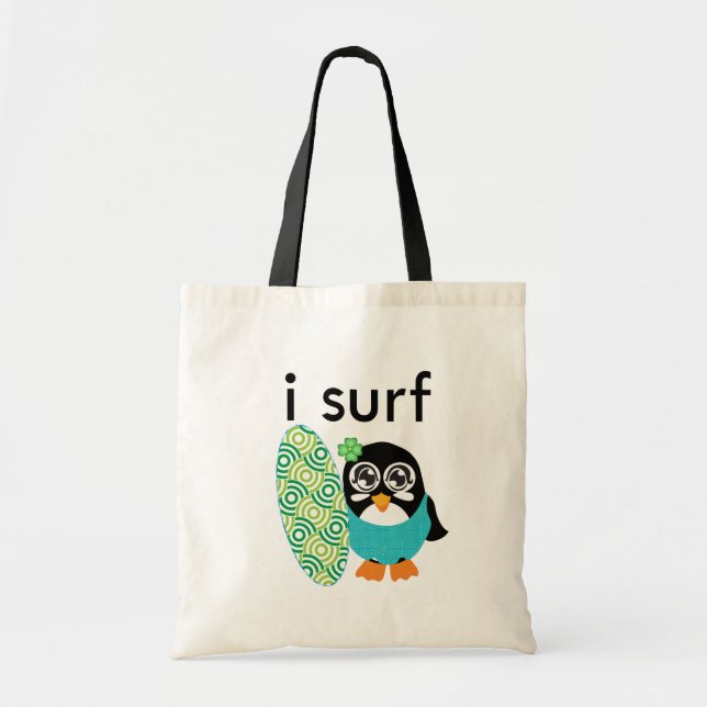 Bolso De Tela I Surf Penguin (Frente)