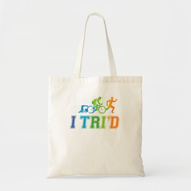 Bolso De Tela I Trid Triathlon Retro Triatlete Swim Bike Run (Frente)