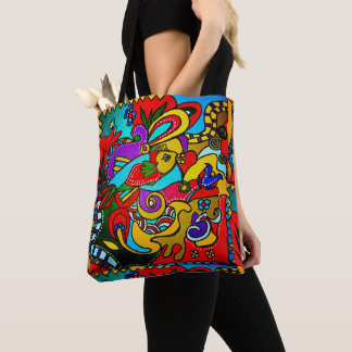 Bolso De Tela Ibiza Happy Art schoudertas