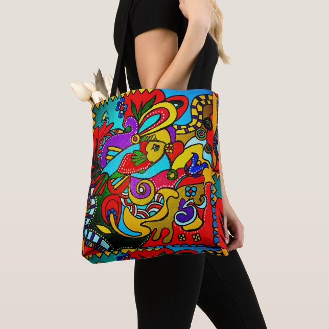 Bolso De Tela Ibiza Happy Art schoudertas (Detalle)