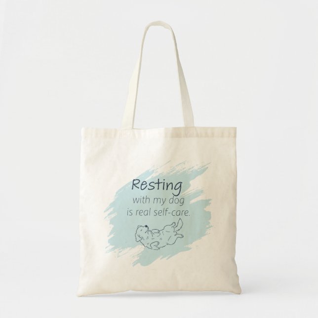 Bolso De Tela Ice Blue Golden Retriever – Resting with My Dog (Frente)